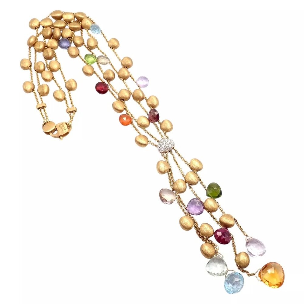 Authentic! Marco Bicego 18k Yellow Gold Paradise Gemstone Diamond Necklace